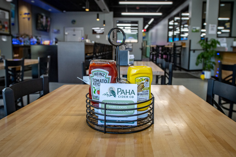 Condiments on table